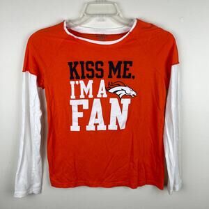 Reebok Kiss Me I'm A Broncos Fan Long Sleeve Pullover T Shirt